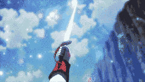 Julius using spiritual arts to strengthen his sword.