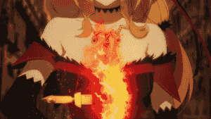 Priscilla summoning the Yang Sword Vollachia.