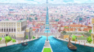 Watergate City of Priestella Anime design