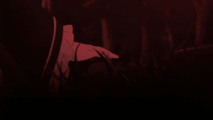 Rem using Healing Magic to close Subaru's cut-off leg and prevent him from bleeding out.